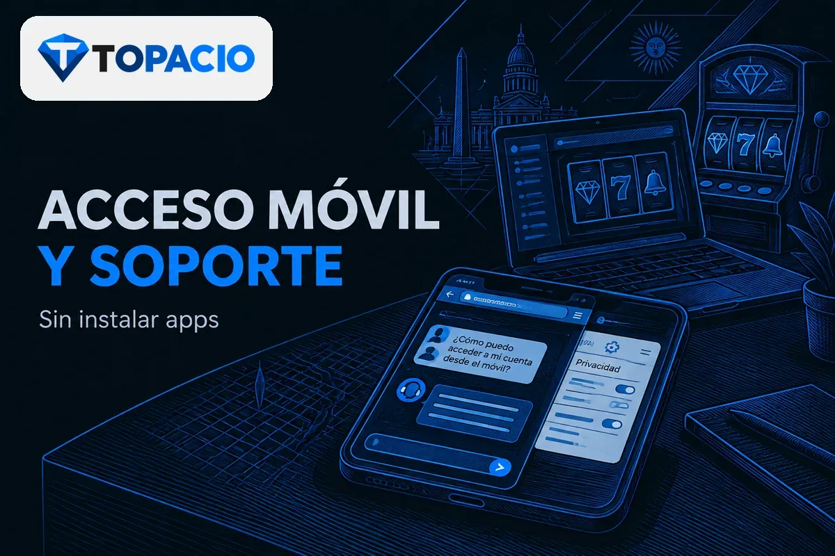 Celular con acceso desde navegador y chat de soporte.