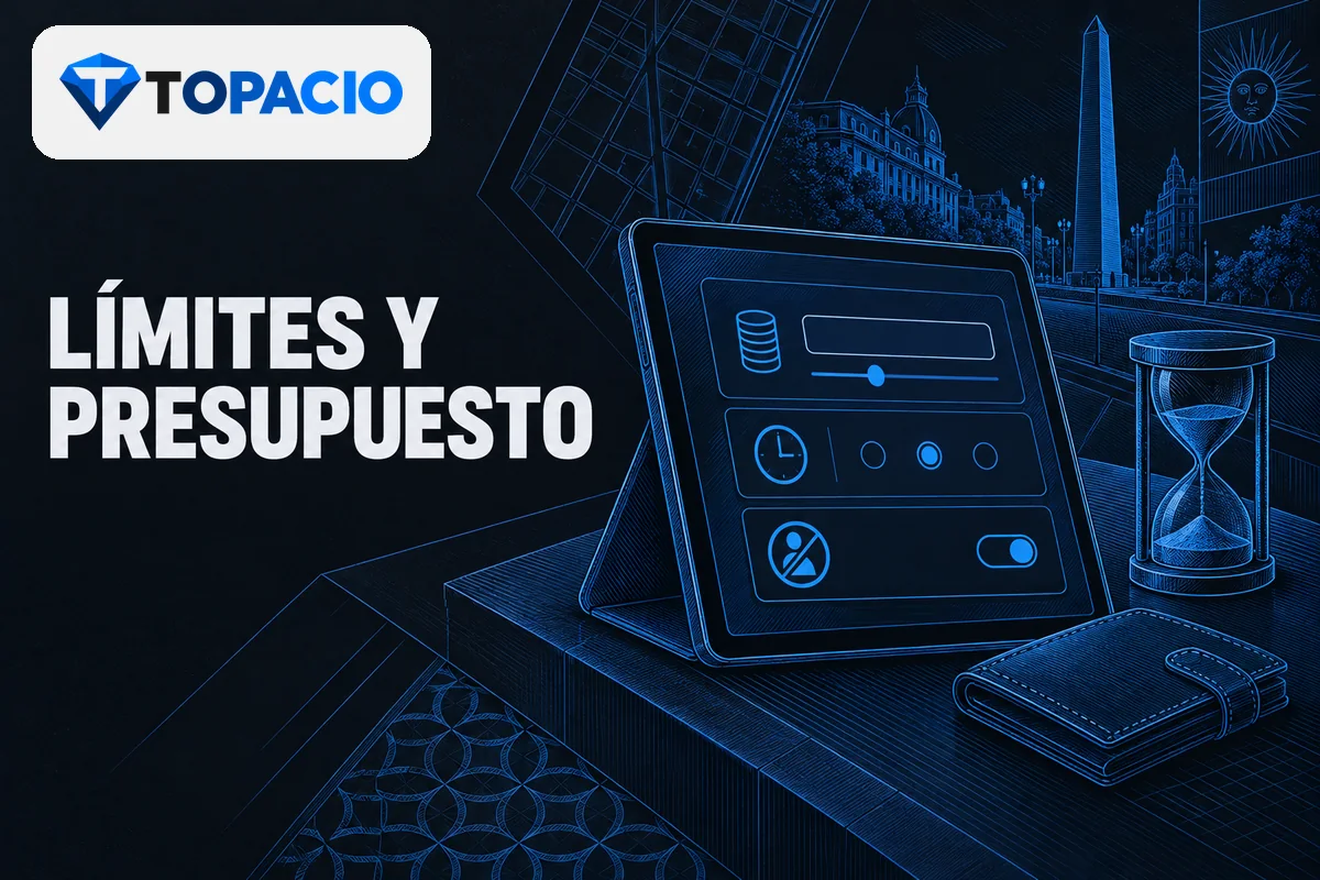 Tableta con límites de depósito, tiempo y autoexclusión.