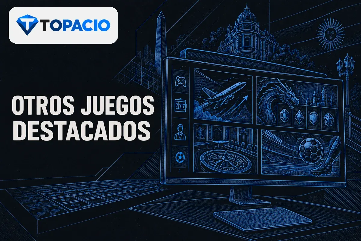 Pantalla con catálogo de juegos, casino en vivo y deportes.