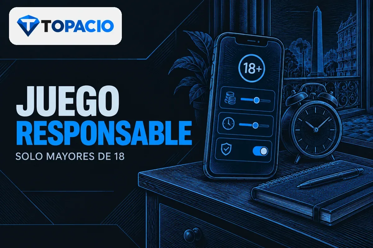 Teléfono con límites de depósito, tiempo y opción de autoexclusión.