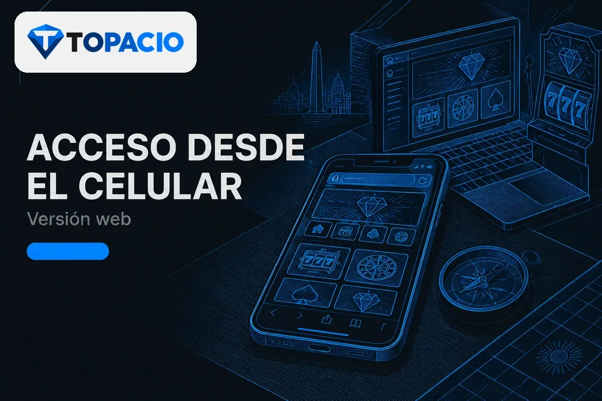 Teléfono con navegador abierto y menú del casino.