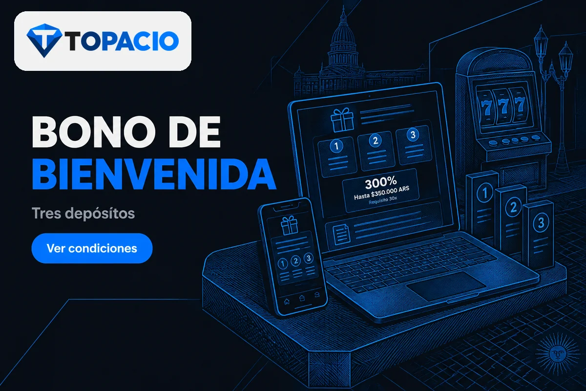 Laptop con bono de bienvenida dividido en tres depósitos.