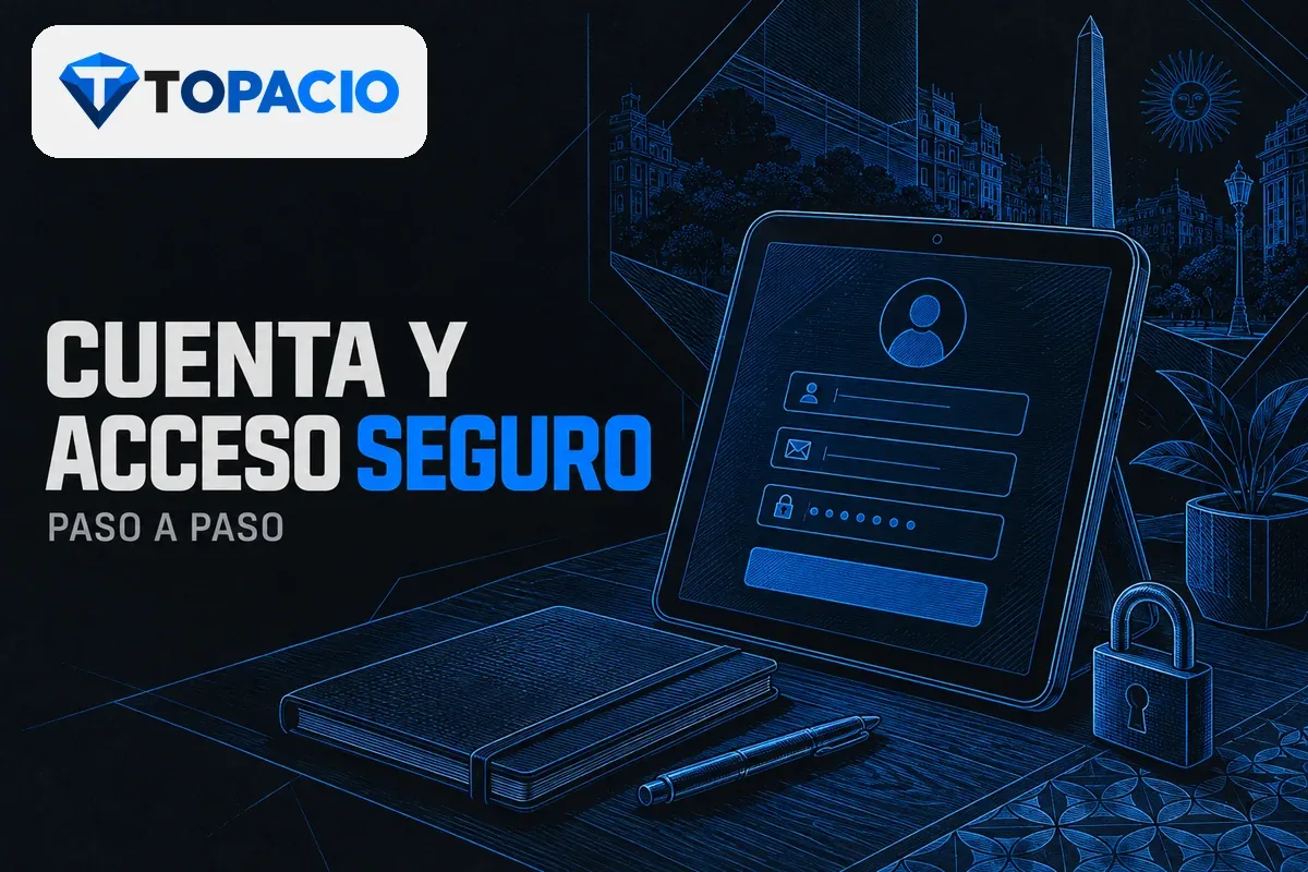 Tablet con formulario de cuenta y candado de seguridad.