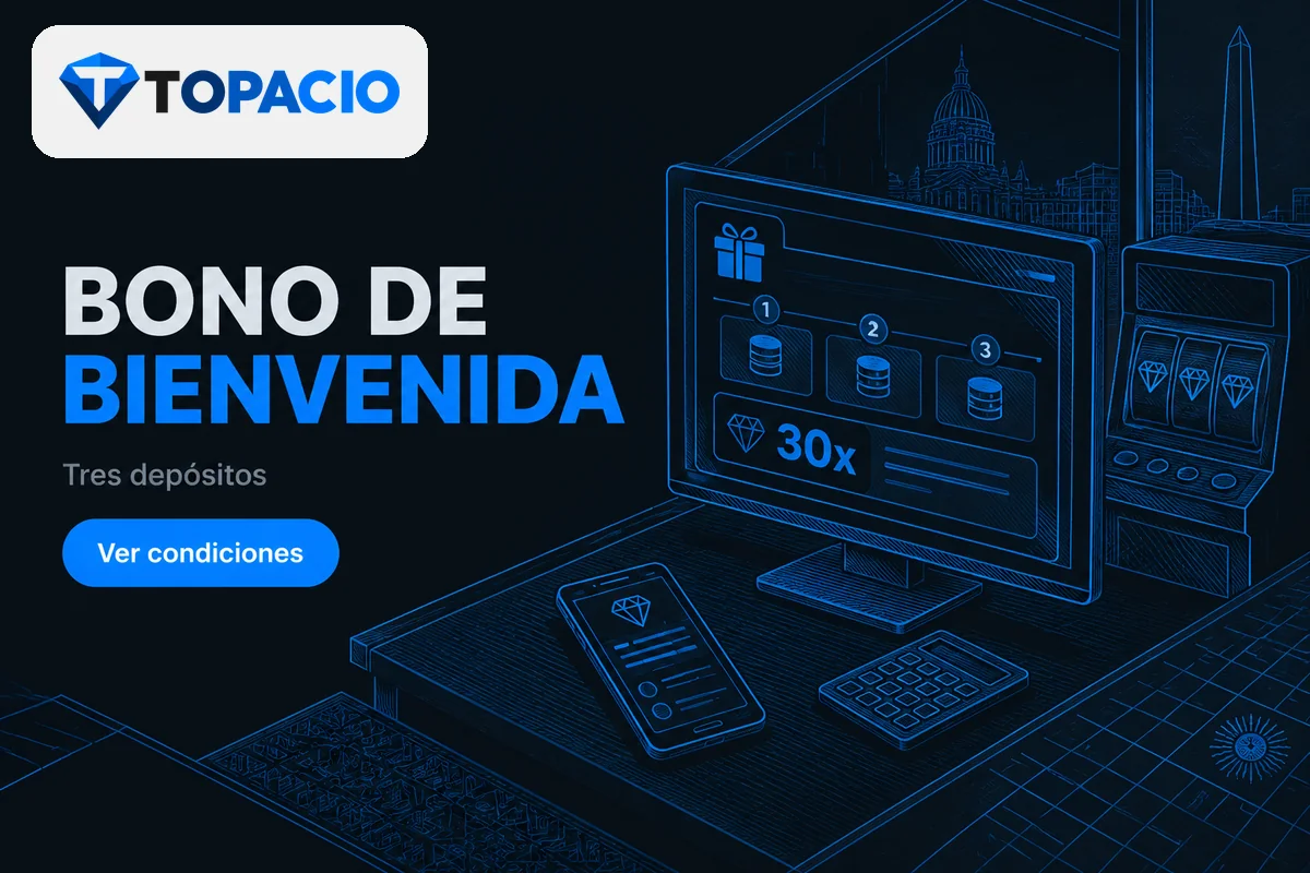 Monitor con tres etapas del bono y requisito de apuesta.