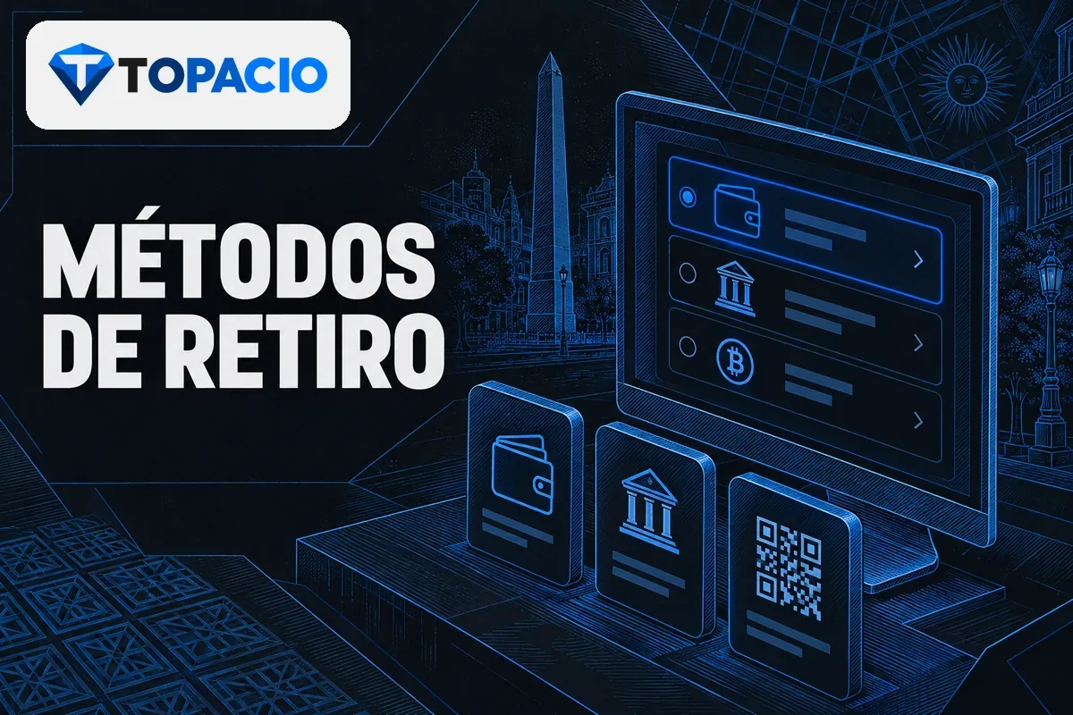Monitor con destinos de retiro y tarjetas de métodos disponibles.